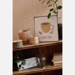 Metalskilt, coffee time