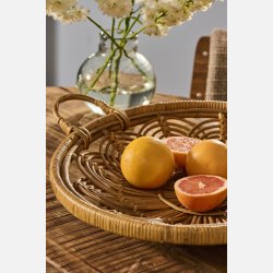 Bordfad m/greb rattan