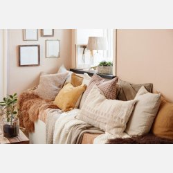 Pudebetrk Sada cognac m/broderi og kvaste, bagside i ubleget lrred