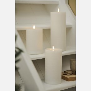 LED-bloklys m/varm flamme indendrs, hvid mellem