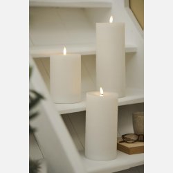 LED-bloklys m/varm flamme indendrs, hvid lille