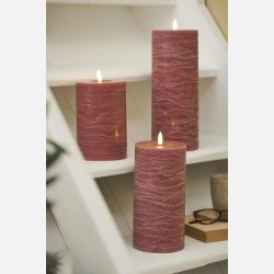 LED-bloklys m/varm flamme indendrs mrk rosard