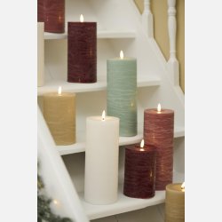 LED-bloklys m/varm flamme indendrs mrk rosard