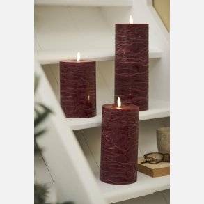 LED-bloklys m/varm flamme indendrs bordeaux