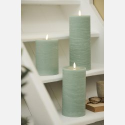 LED-bloklys m/varm flamme indendrs, grn stor