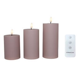 3 ST UDENDRS lys, rosa store