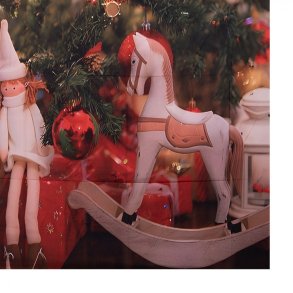 Julebaggrund t�ppe, gyngehest