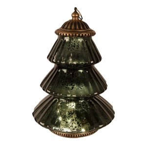 Clayre &Eef, LED juletr� i gr�n glas