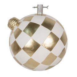 Juletrsfod, julekugle hvid/guld