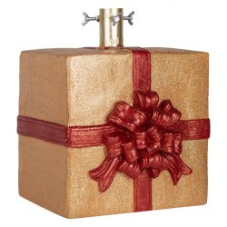 Juletrsfod, guld pakke med rd sljfe