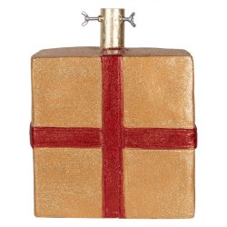 Juletrsfod, guld pakke med rd sljfe