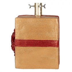 Juletrsfod, guld pakke med rd sljfe