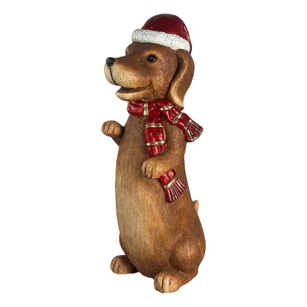 Clayre&eff, st�ende hund med r�d nissehue