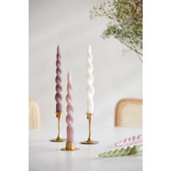 Twisted, Stearinlys , 2 stk. i ske, rosa, stor