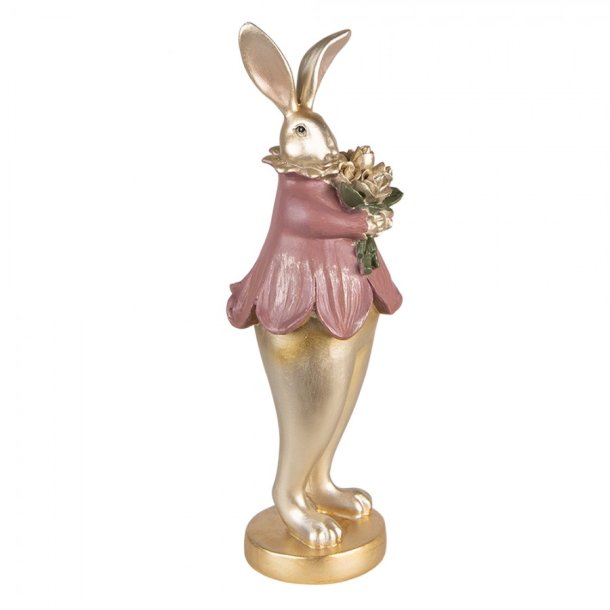 Clayre &amp; Eef, Hare figur i guld med pink jakke