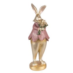 Clayre &amp; Eef, Hare figur i guld med pink jakke