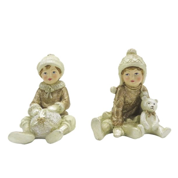 Clayre&Eff, s�t med 2 juleb�rn, beiger/guld