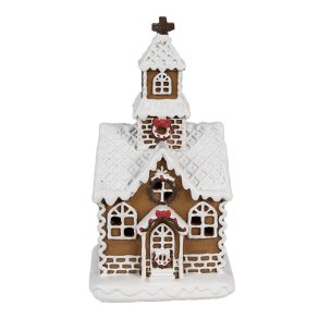 Gingerbread kirke, lille med LED lys