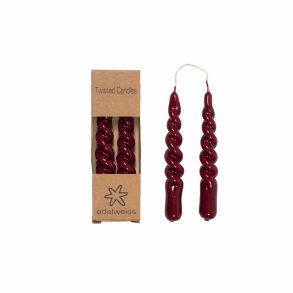 Twisted, Stearinlys m/lak, 2 stk. i ske, bordeaux