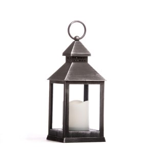 Lanterne med LED lys, antique slv