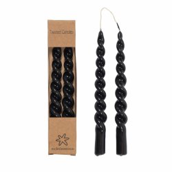 Twisted, Stearinlys m/lak, 2 stk. i ske, sort, stor