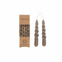 Twisted, Stearinlys m/lak, 2 stk. i ske, Taupe