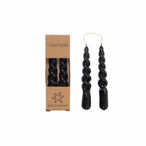 Twisted, Stearinlys m/lak, 2 stk. i ske, Sort