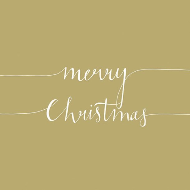 Servietter, merry christmas, guld