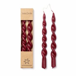 Twisted, Stearinlys m/lak, 2 stk. i ske, bordeax stor