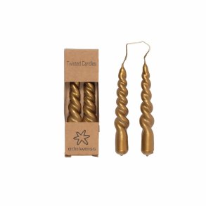 Twisted, Stearinlys m/lak, 2 stk. i ske, guld