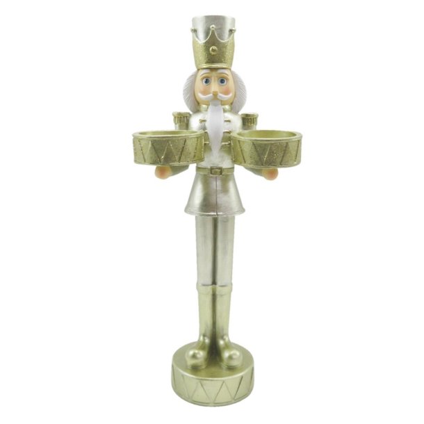Clayre&Eff, N�ddekn�kker m/2 fyrfadsholder, guld, 28 cm
