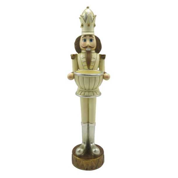 Clayre&Eff, N�ddekn�kker m. fyrfadsholder, beige, 30cm